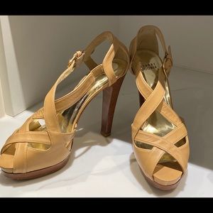 Stuart Weitzman leather open toe heels